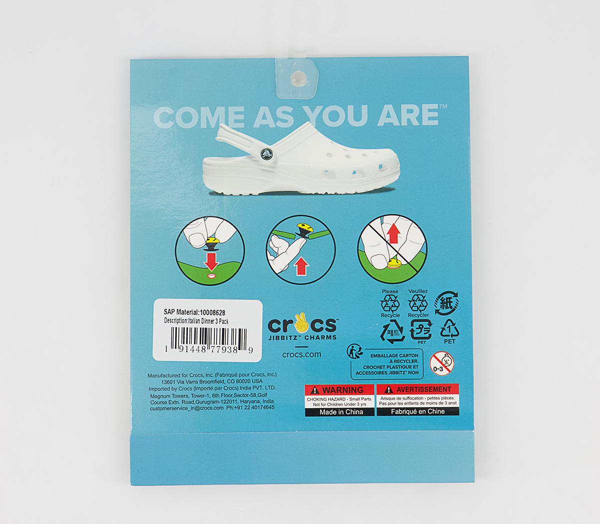 Crocs Italian Dinner 3 Pack Jibbitz Crocs Italian Dinner 3 Pack Jibbitz Multi
