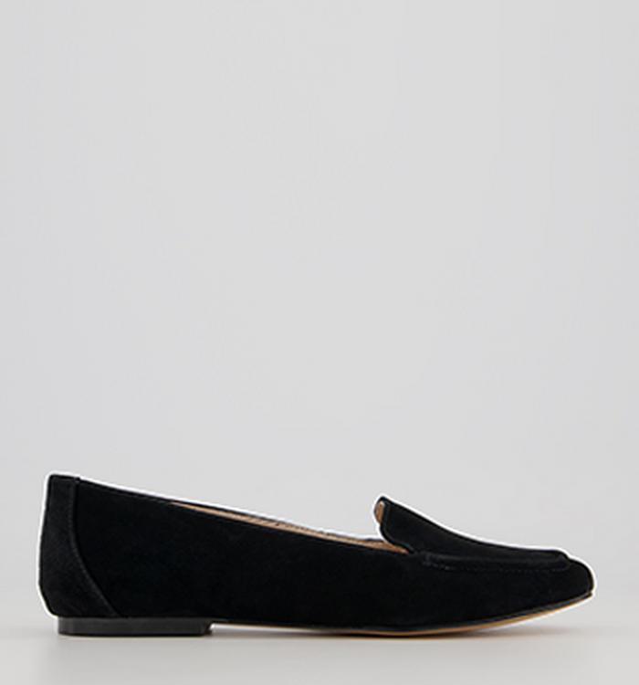 Office Flying Plain Soft Loafers Black Suede