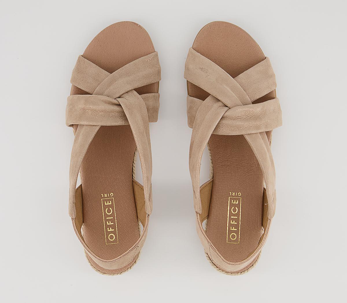 Office Hellie Cross Espadrille Wedge Sandals Office Hellie Cross Espadrille Wedge Sandals Gold Shimmer Leather
