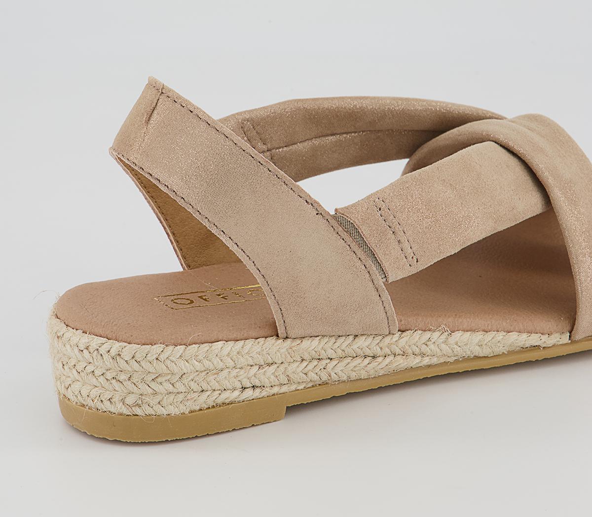 Office Hellie Cross Espadrille Wedge Sandals Office Hellie Cross Espadrille Wedge Sandals Gold Shimmer Leather