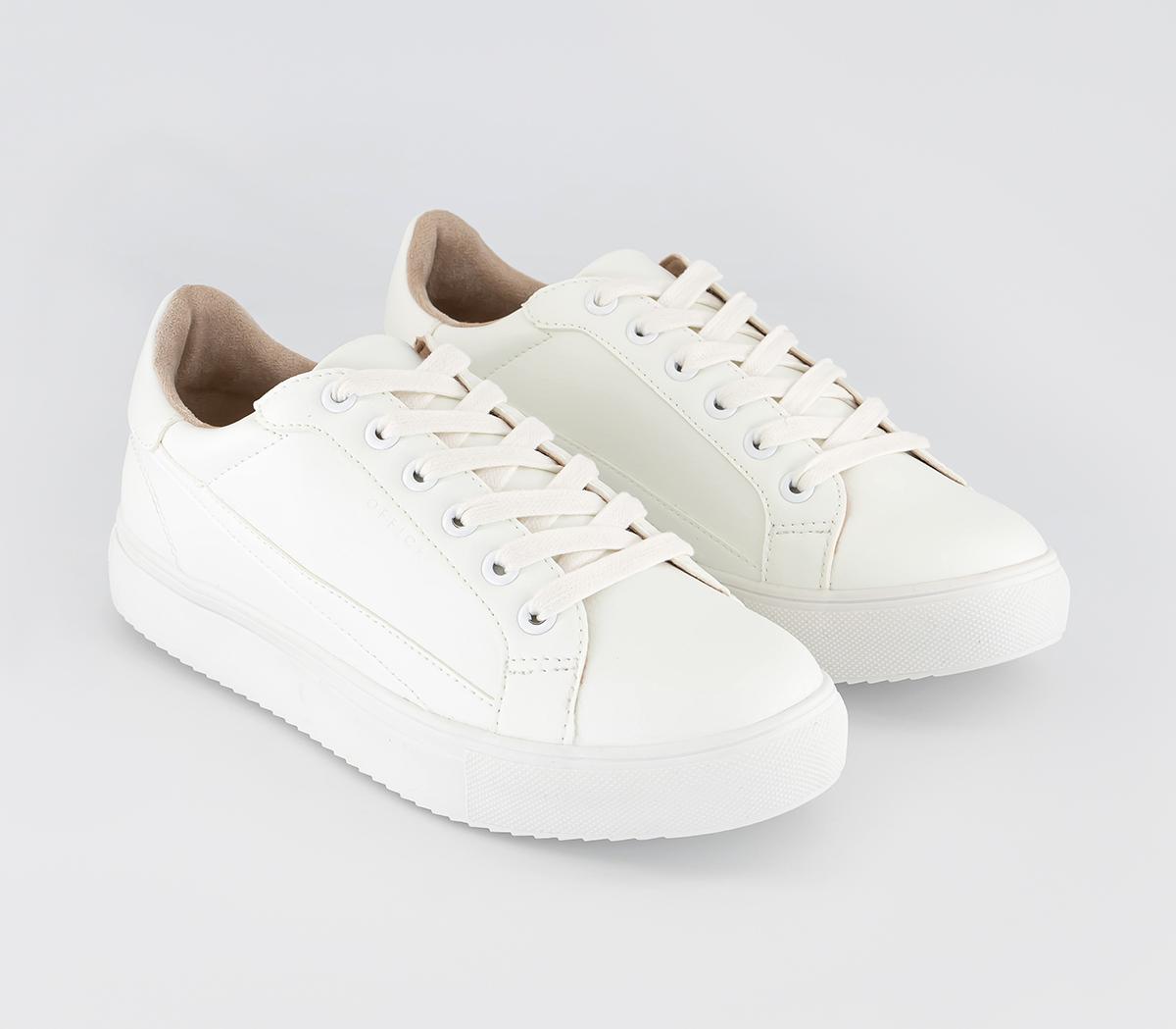 OFFICE Free Spirit Lace Up Trainers White - Flat Shoes for Women