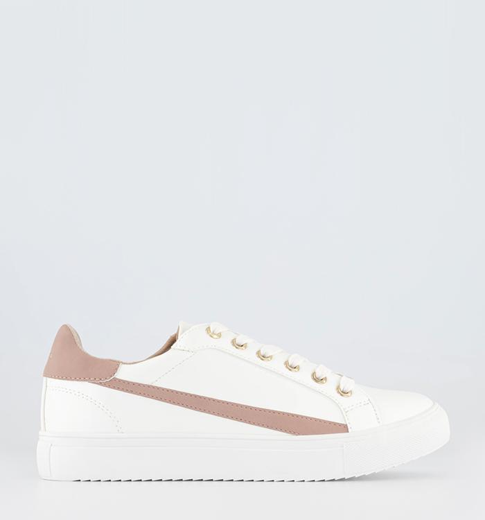 Office Free Spirit Lace Up Trainers White Nude Mix