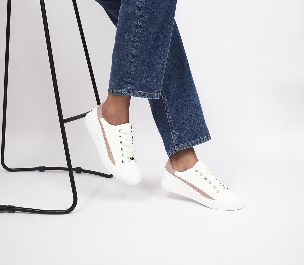 OfficeFree Spirit Lace Up TrainersWhite Nude Mix