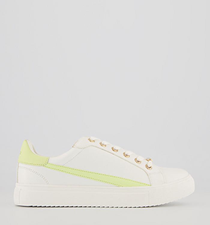 Office Free Spirit Lace Up Trainers White Yellow Mix