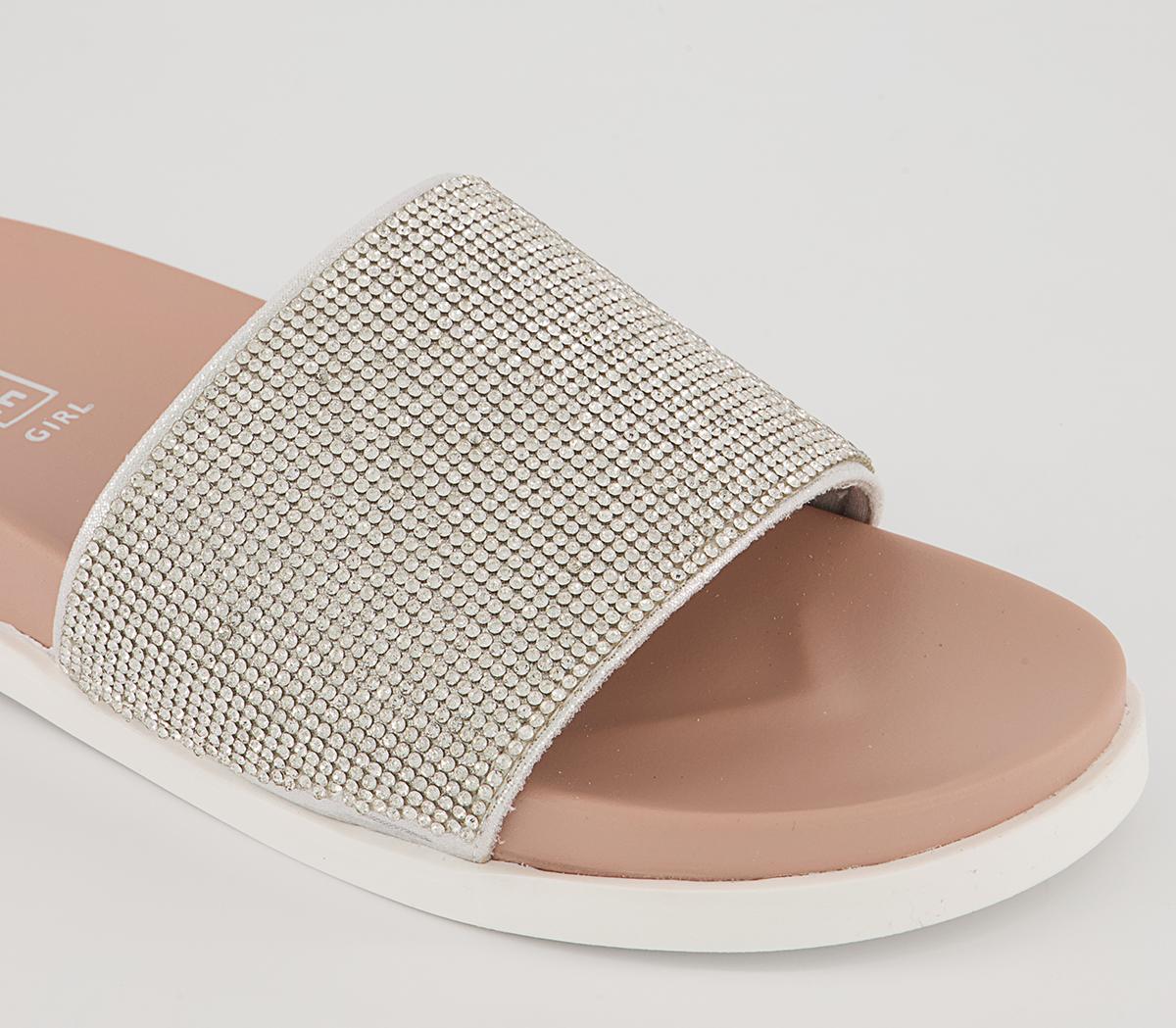 Office Solene Embellished Sliders Office Solene Embellished Sliders Silver