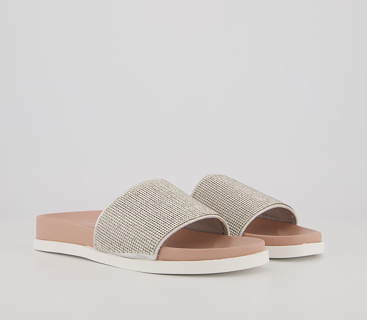 Office Solene Embellished Sliders Office Solene Embellished Sliders Silver