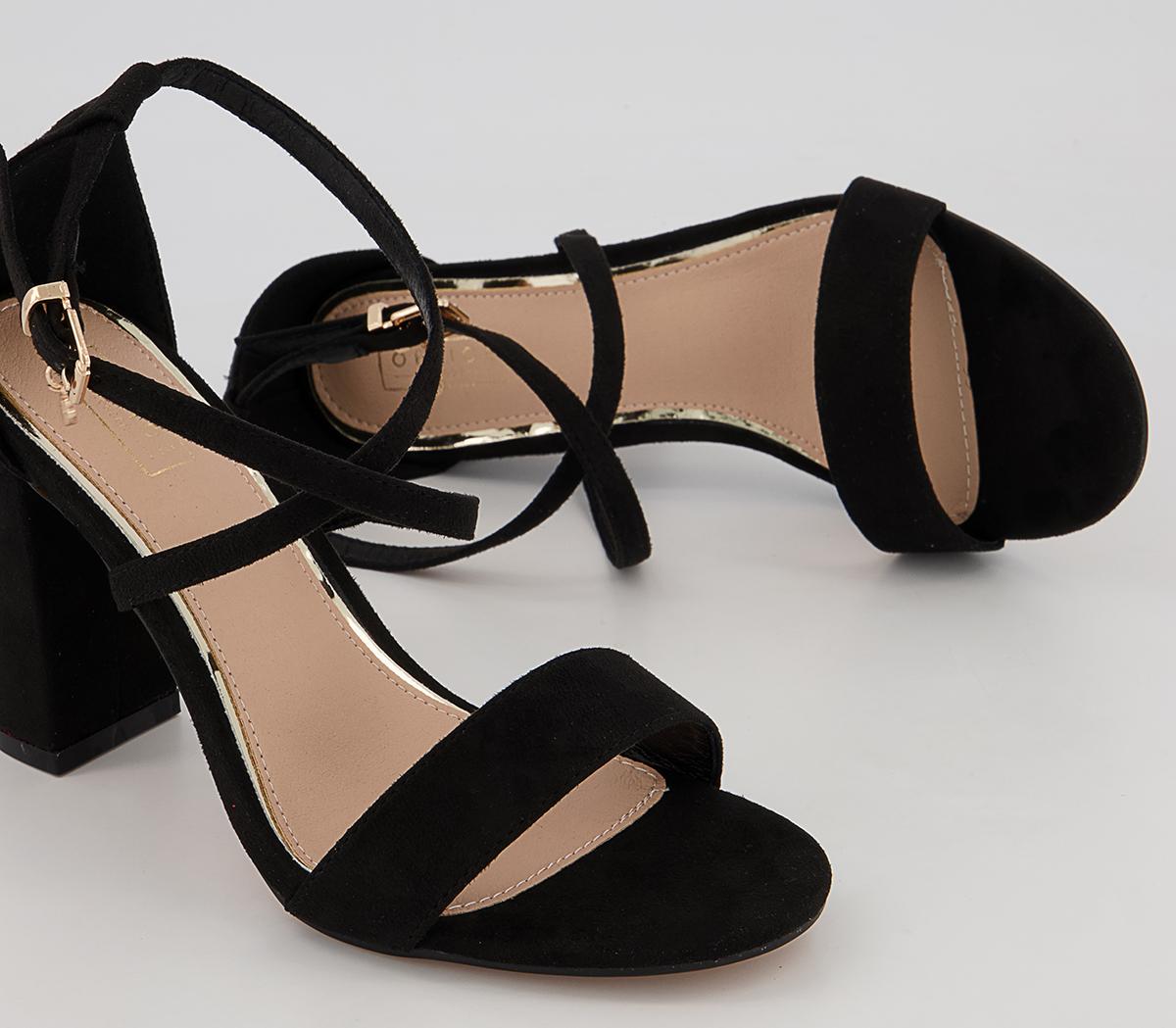 OFFICE Hollander Cross Strap Block Heeled Sandals Black - High Heels