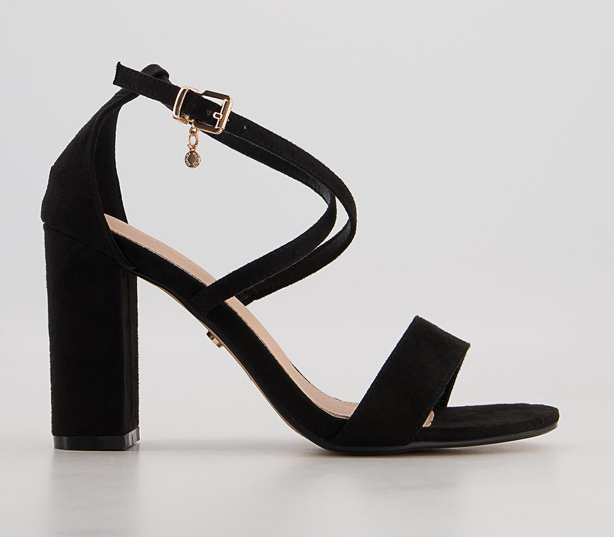 OFFICE Hollander Cross Strap Block Heeled Sandals Black - High Heels