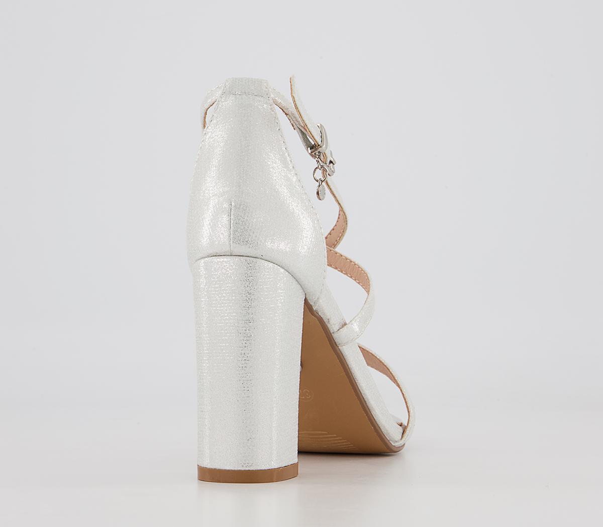 Office Hollander Cross Strap Block Heeled Sandals Office Hollander Cross Strap Block Heeled Sandals Silver