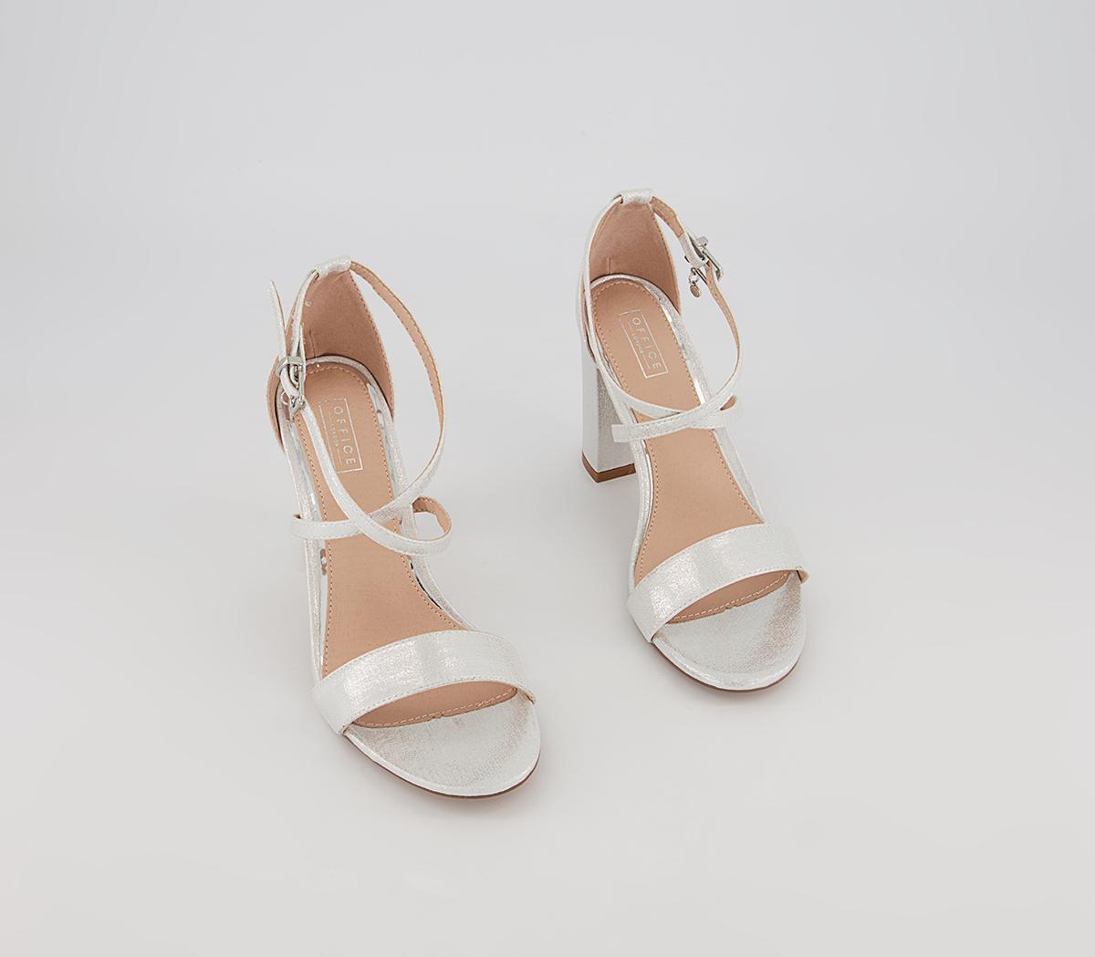 Office Hollander Cross Strap Block Heeled Sandals Office Hollander Cross Strap Block Heeled Sandals Silver