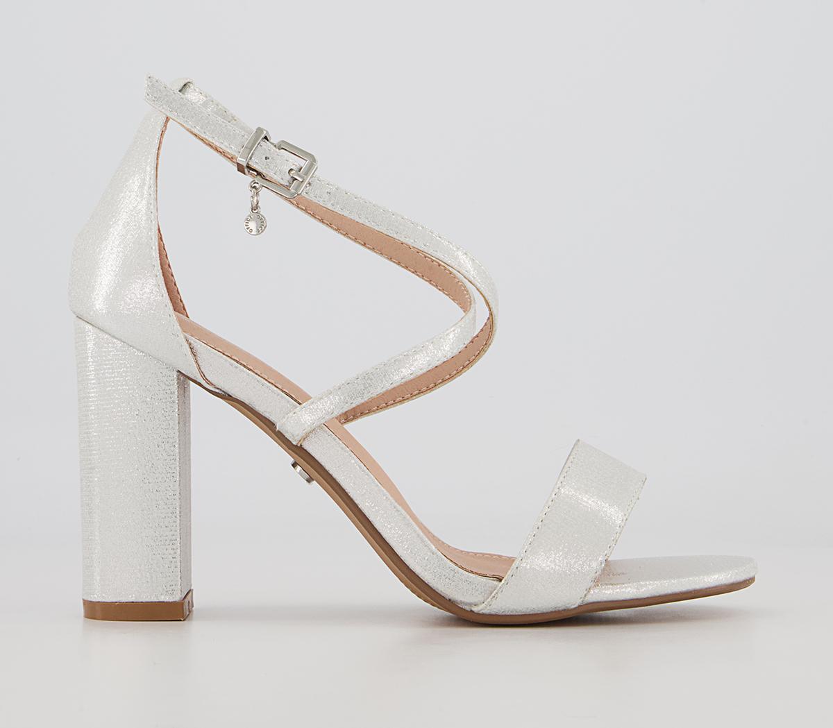 Office Hollander Cross Strap Block Heeled Sandals Office Hollander Cross Strap Block Heeled Sandals Silver