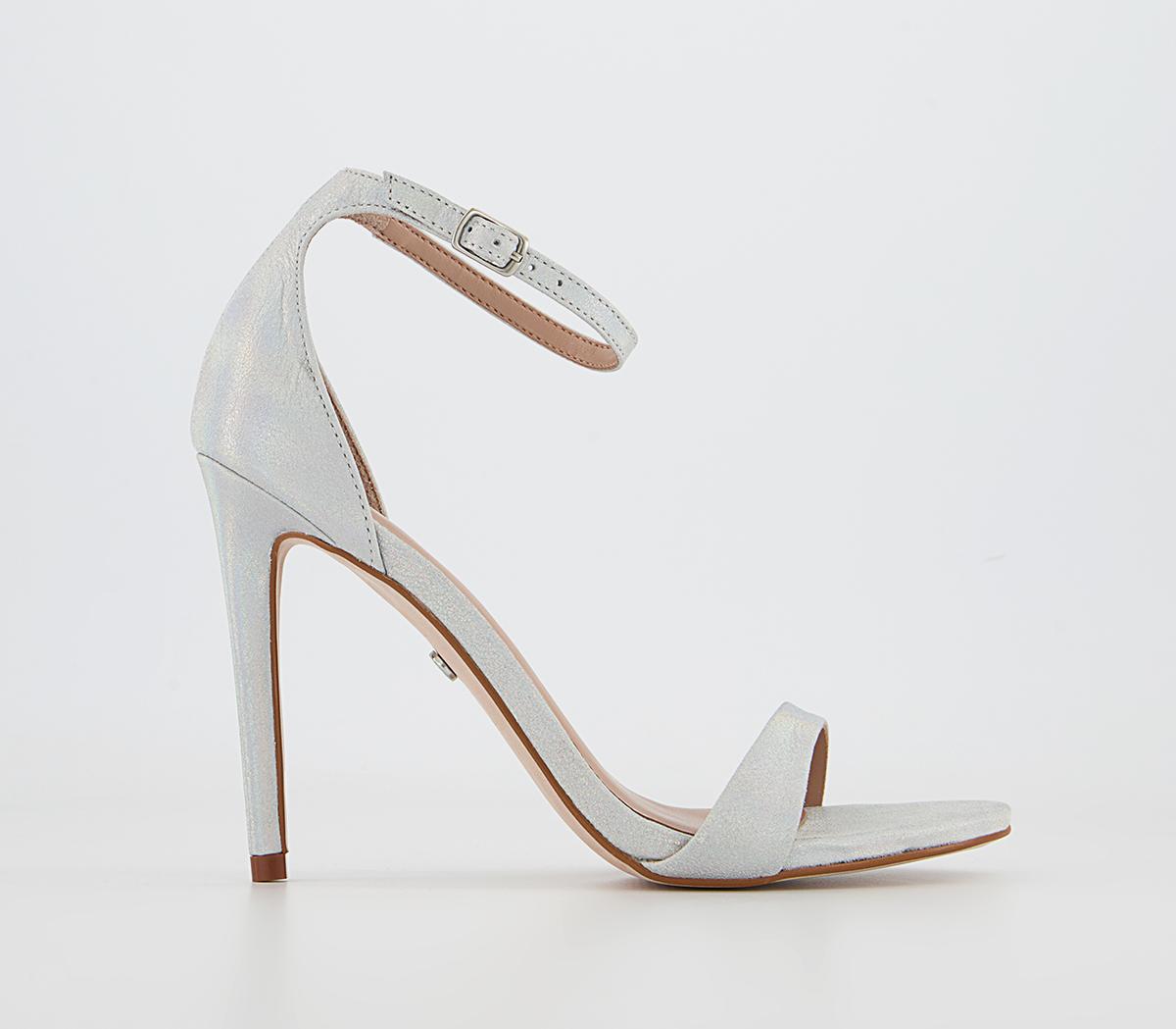 OFFICE Halana Ankle Strap Stiletto Heels Silver - Heels