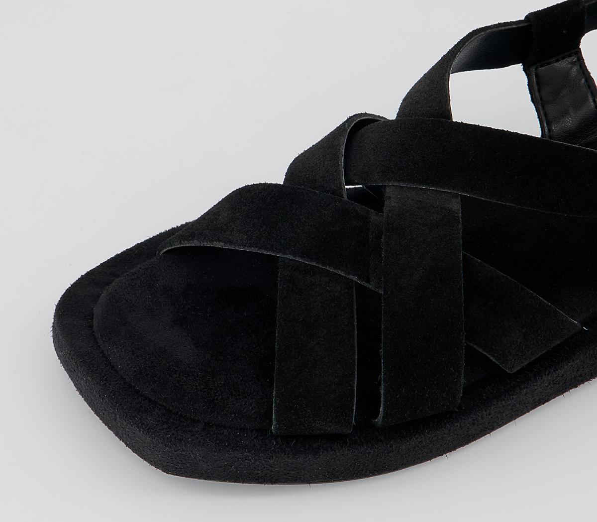 Office Saffron Cross Strap Sandals Office Saffron Cross Strap Sandals Black Suede
