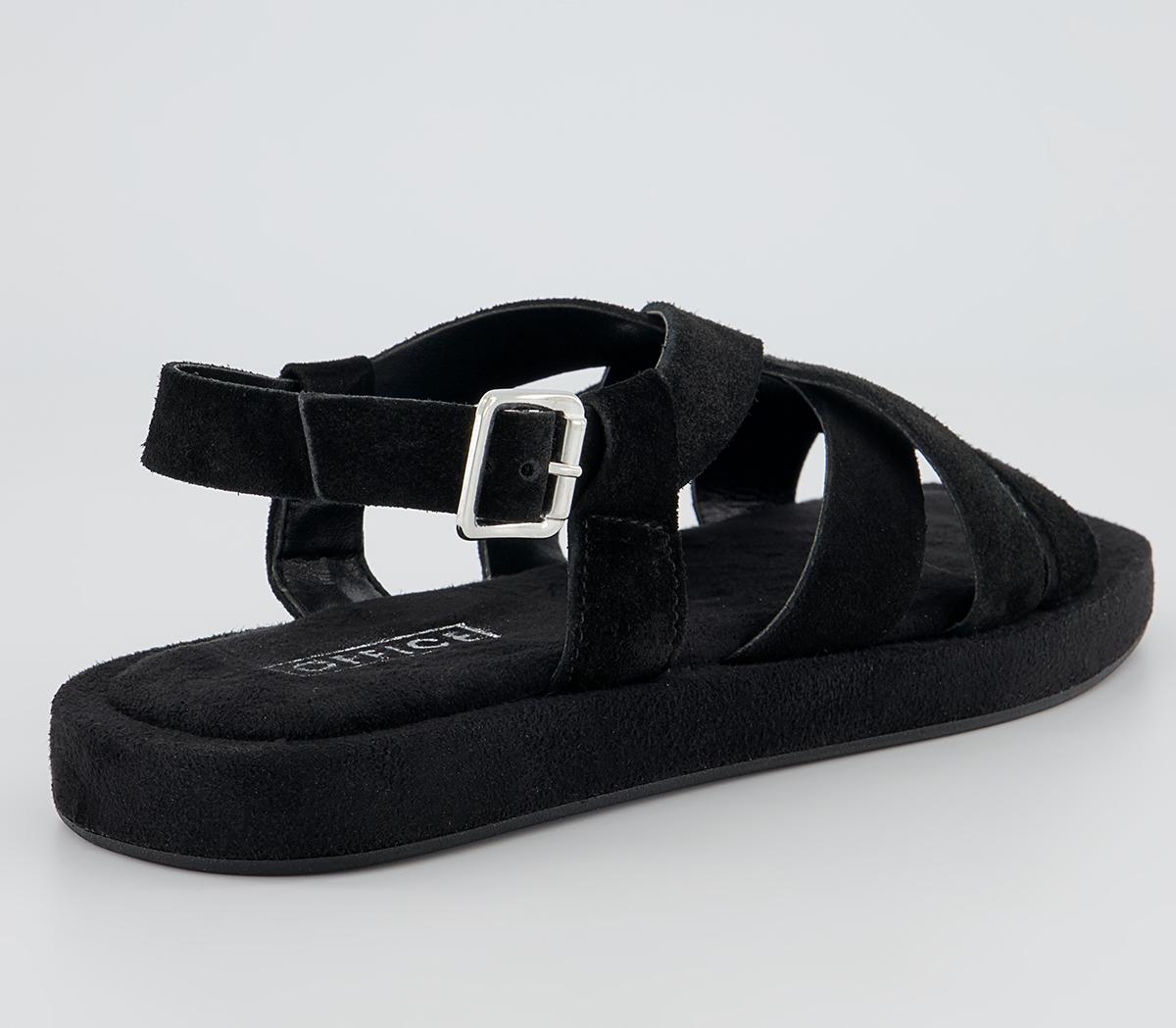 Office Saffron Cross Strap Sandals Office Saffron Cross Strap Sandals Black Suede