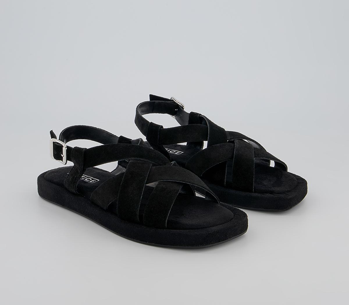 Office Saffron Cross Strap Sandals Office Saffron Cross Strap Sandals Black Suede