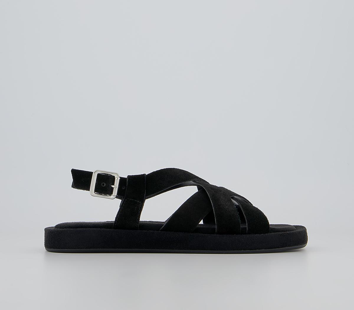 Office Saffron Cross Strap Sandals Office Saffron Cross Strap Sandals Black Suede