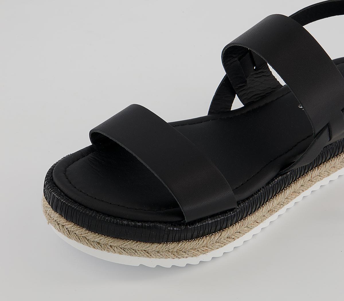 Office Sigrid Footbed Espadrille Sandals Office Sigrid Footbed Espadrille Sandals Black Leather
