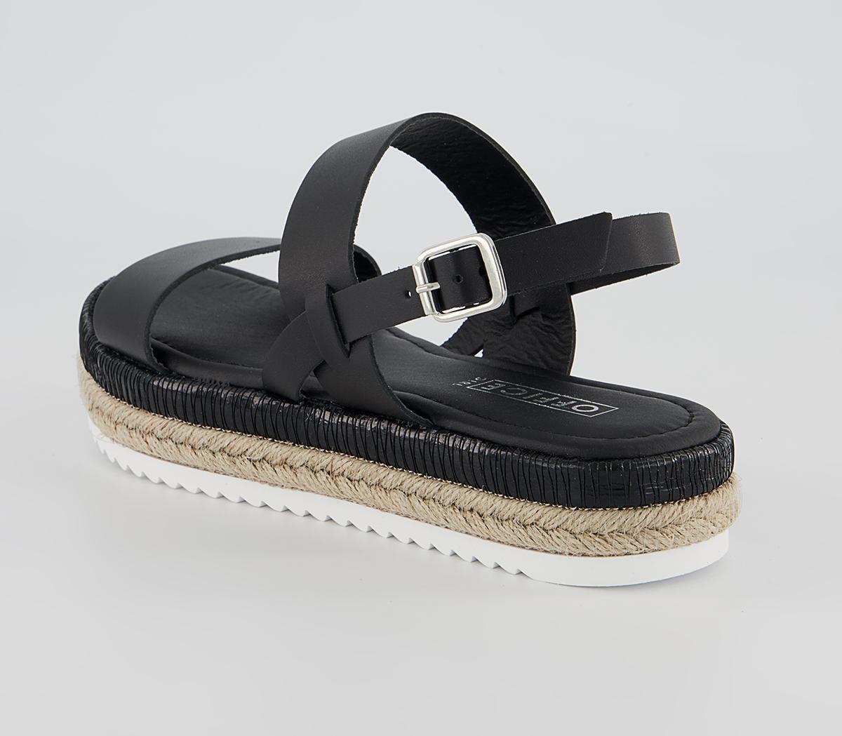 Office Sigrid Footbed Espadrille Sandals Office Sigrid Footbed Espadrille Sandals Black Leather