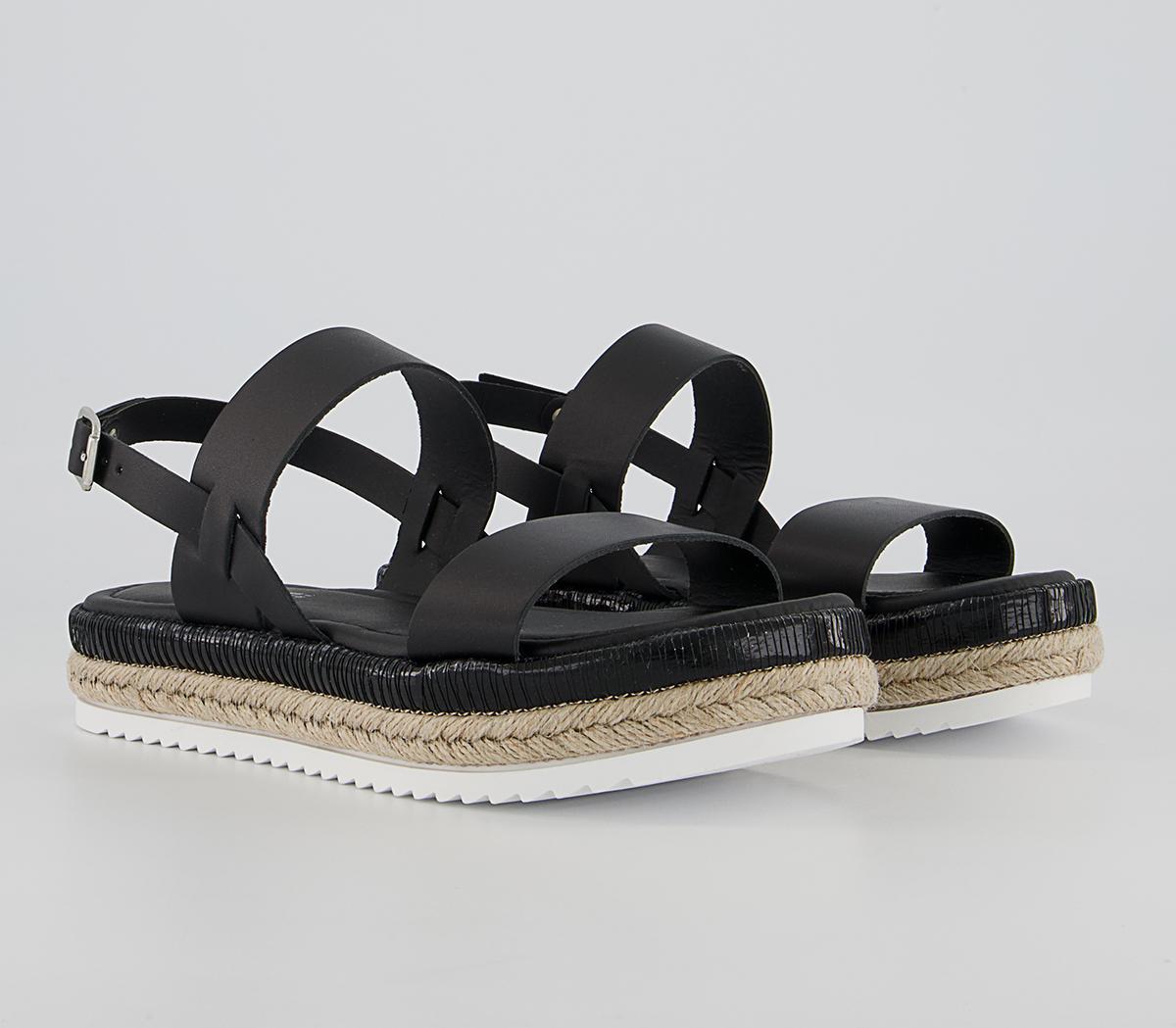 Office Sigrid Footbed Espadrille Sandals Office Sigrid Footbed Espadrille Sandals Black Leather