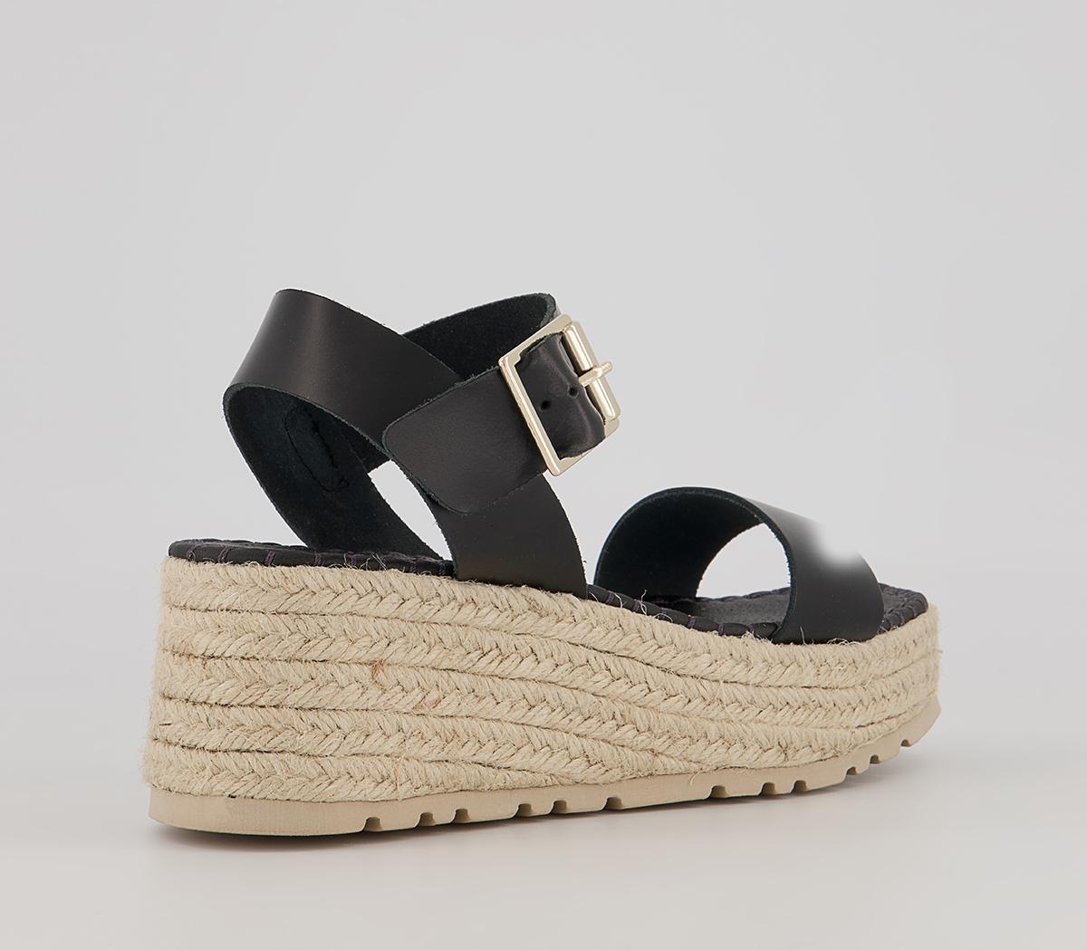Office Mingle Espadrille Wedges Office Mingle Espadrille Wedges Black Leather