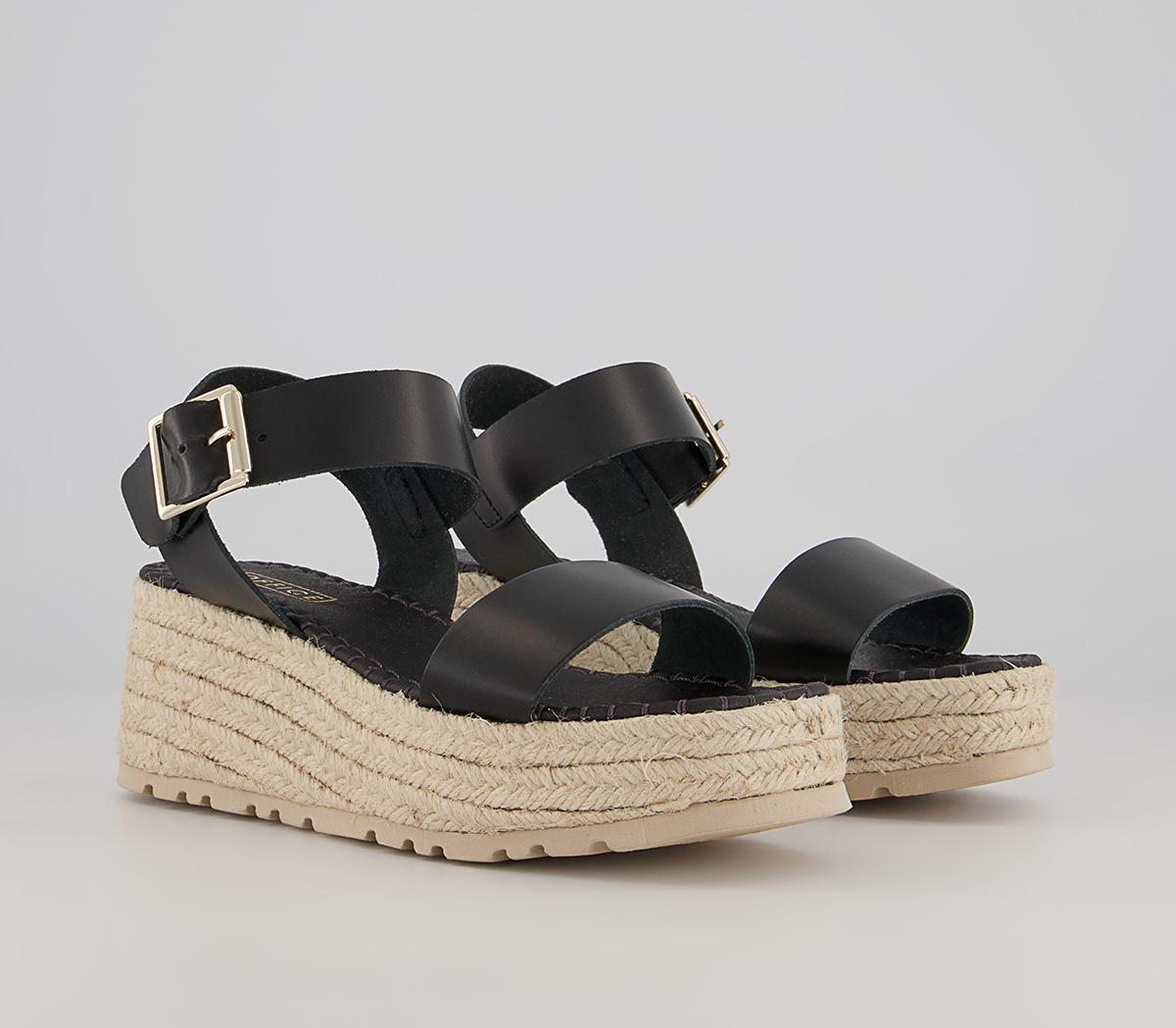 Office Mingle Espadrille Wedges Office Mingle Espadrille Wedges Black Leather