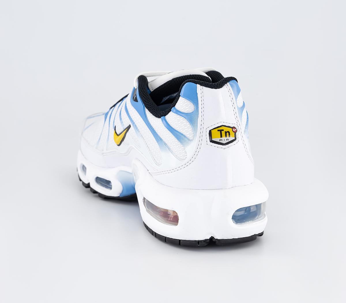 NikeAir Max Plus TraniersWhite University Gold Blue