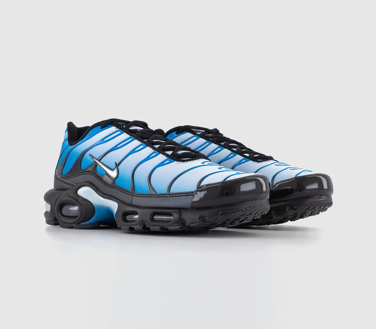 Nike Air Max Plus Trainers Black Metallic Silver Neptune Blue - Men's ...