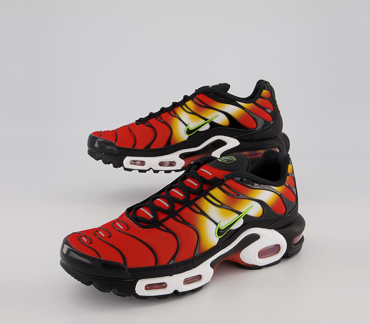 Nike Air Max Plus Trainers Nike Air Max Plus Trainers Team Orange Black Volt University Gold