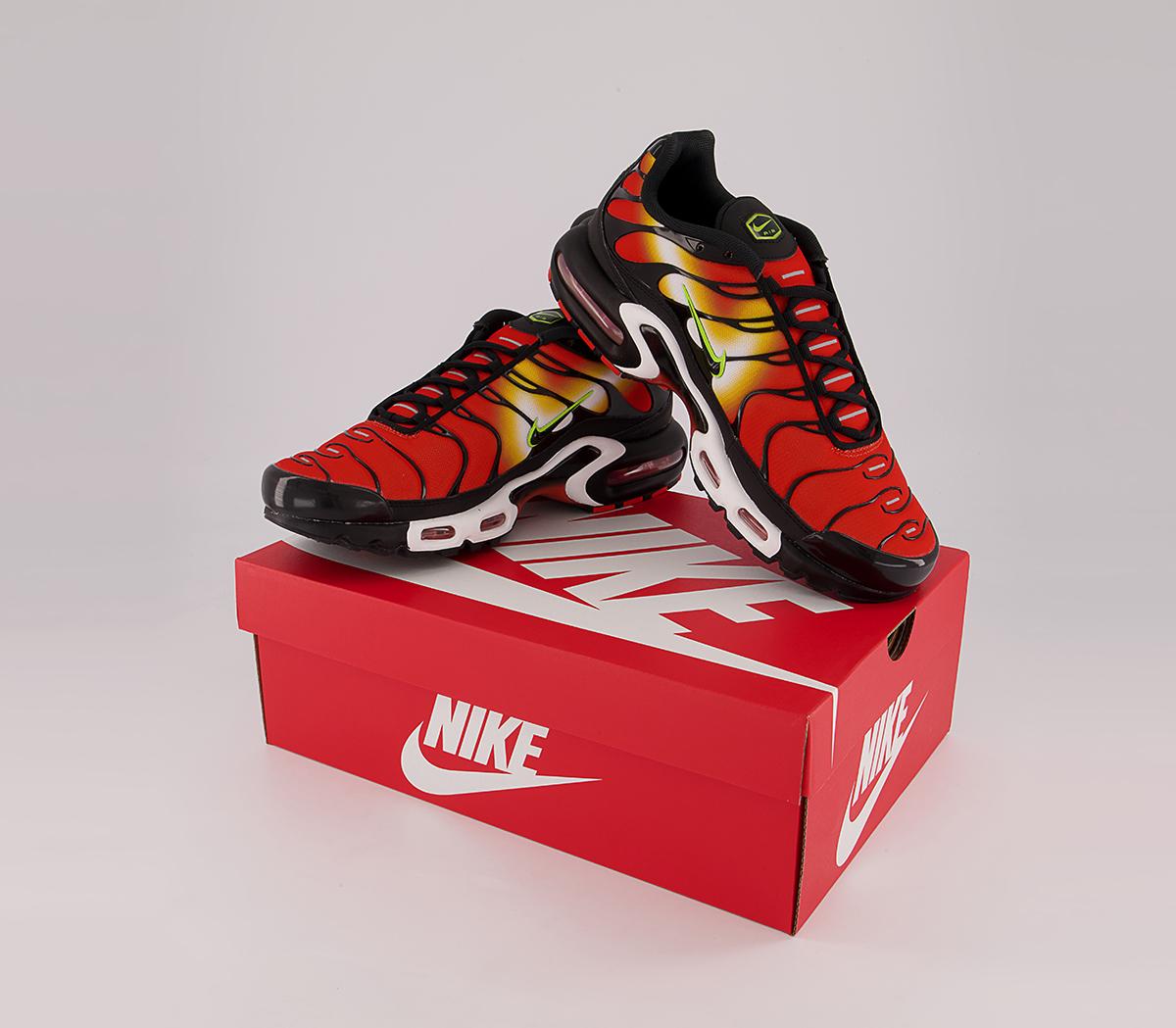 Nike Air Max Plus Trainers Nike Air Max Plus Trainers Team Orange Black Volt University Gold