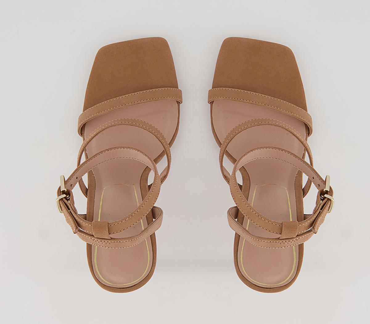 OFFICEHummingbird Three Strap Square Toe Stiletto Heeled Sandals OFFICEHummingbird Three Strap Square Toe Stiletto Heeled SandalsBeige Nubuck