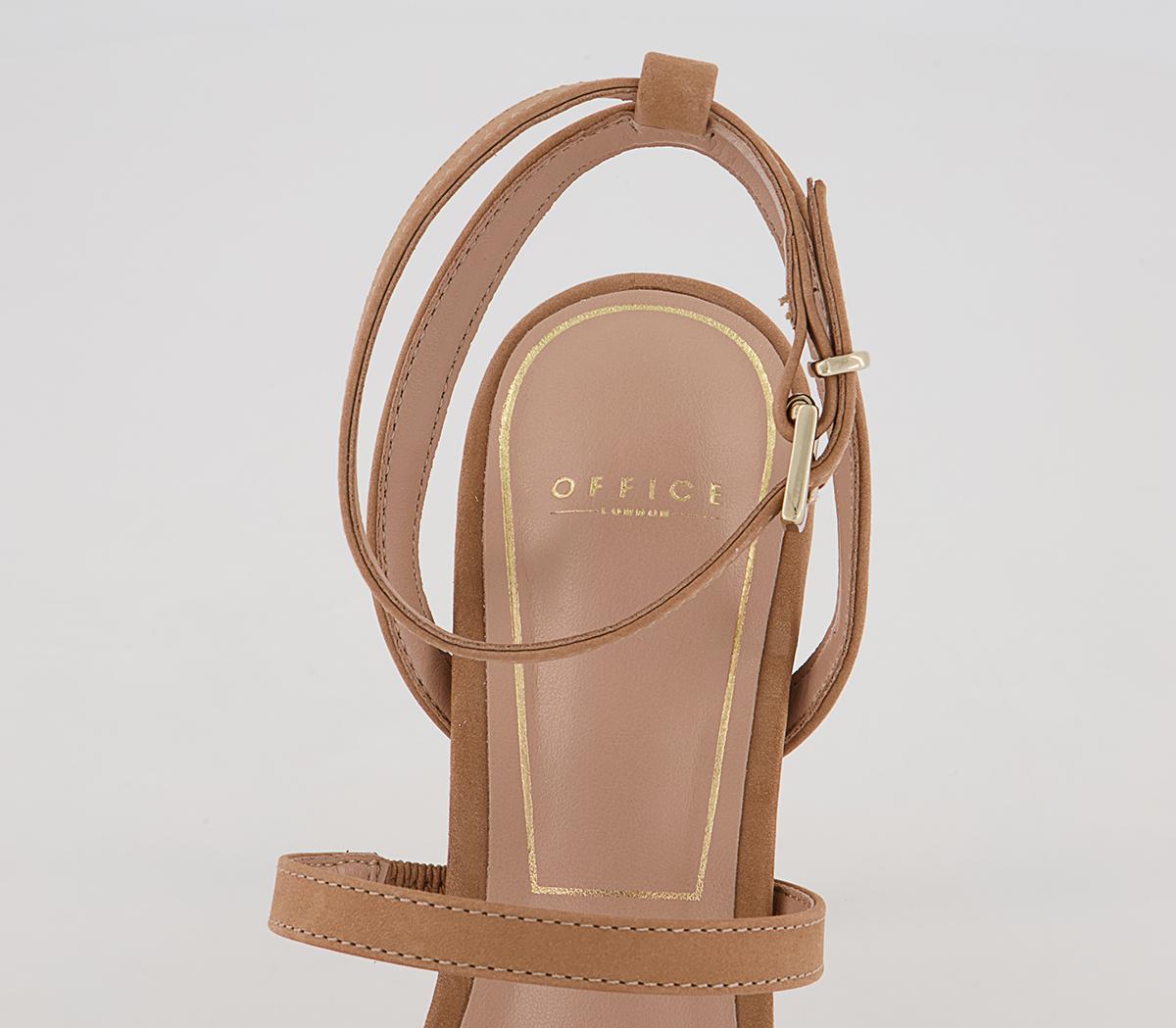 OFFICEHummingbird Three Strap Square Toe Stiletto Heeled Sandals OFFICEHummingbird Three Strap Square Toe Stiletto Heeled SandalsBeige Nubuck