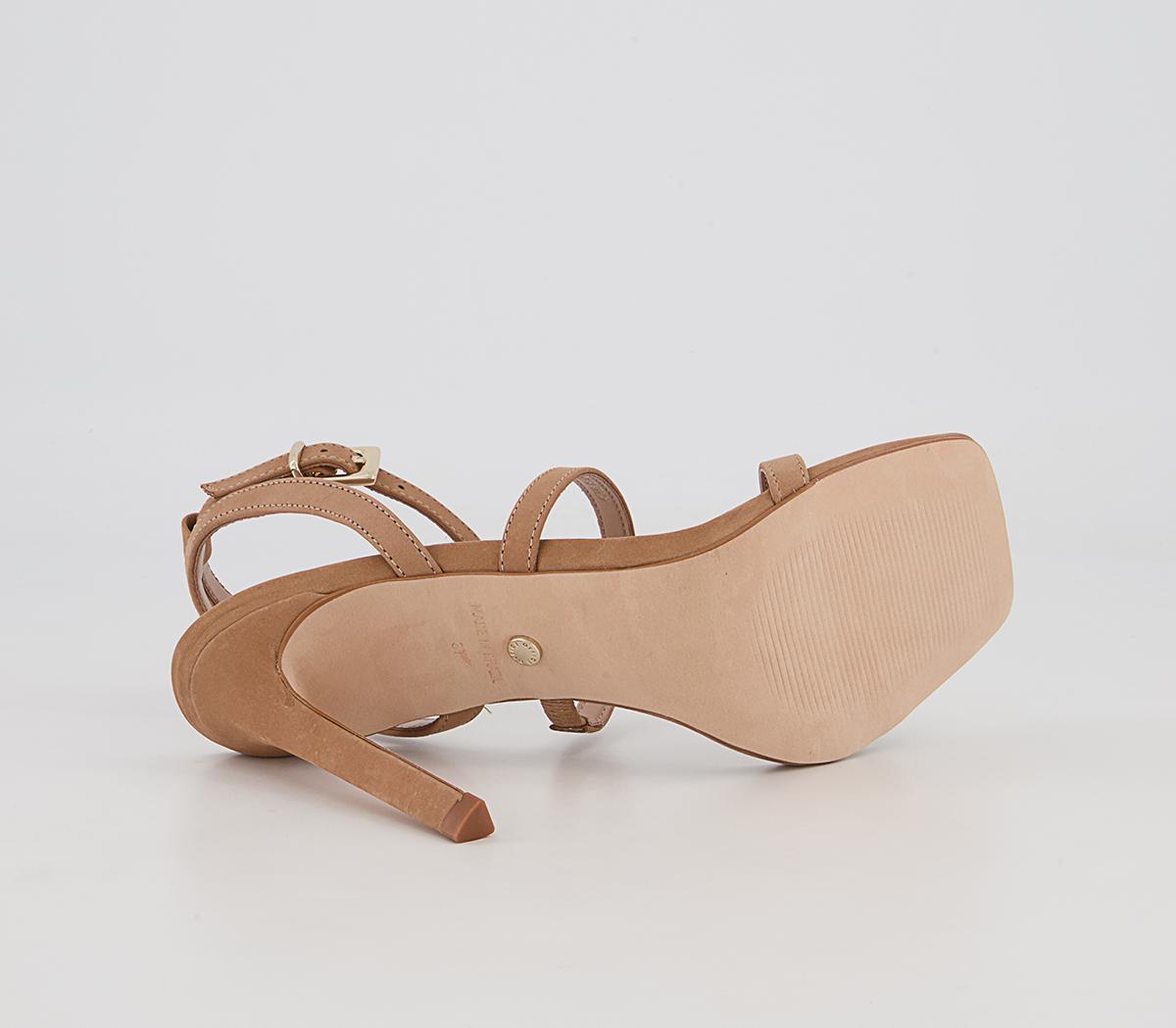 OFFICEHummingbird Three Strap Square Toe Stiletto Heeled Sandals OFFICEHummingbird Three Strap Square Toe Stiletto Heeled SandalsBeige Nubuck