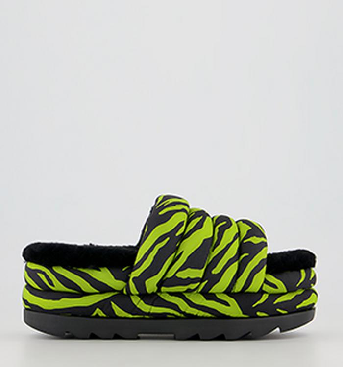 UGG Maxi Slide Sandals Key Lime Tiger Print