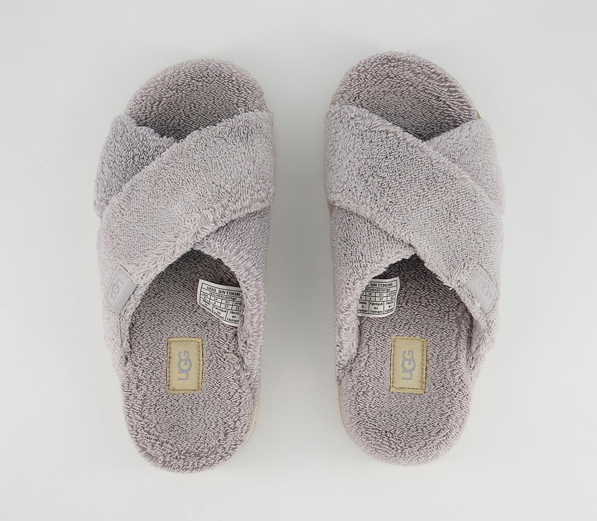 UGG Fuzz Sugar Terry Cross Slides UGG Fuzz Sugar Terry Cross Slides Metal Grey