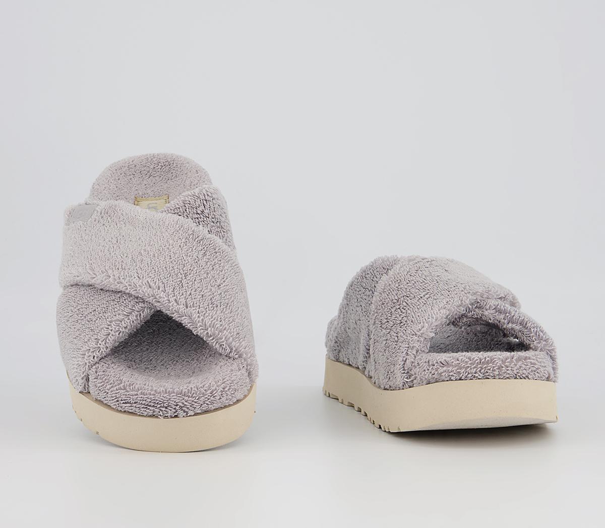 UGG Fuzz Sugar Terry Cross Slides UGG Fuzz Sugar Terry Cross Slides Metal Grey