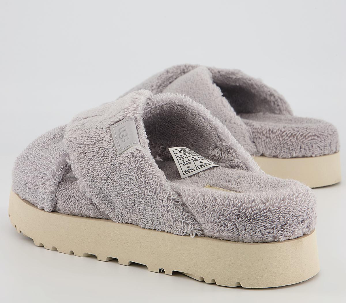 UGG Fuzz Sugar Terry Cross Slides UGG Fuzz Sugar Terry Cross Slides Metal Grey