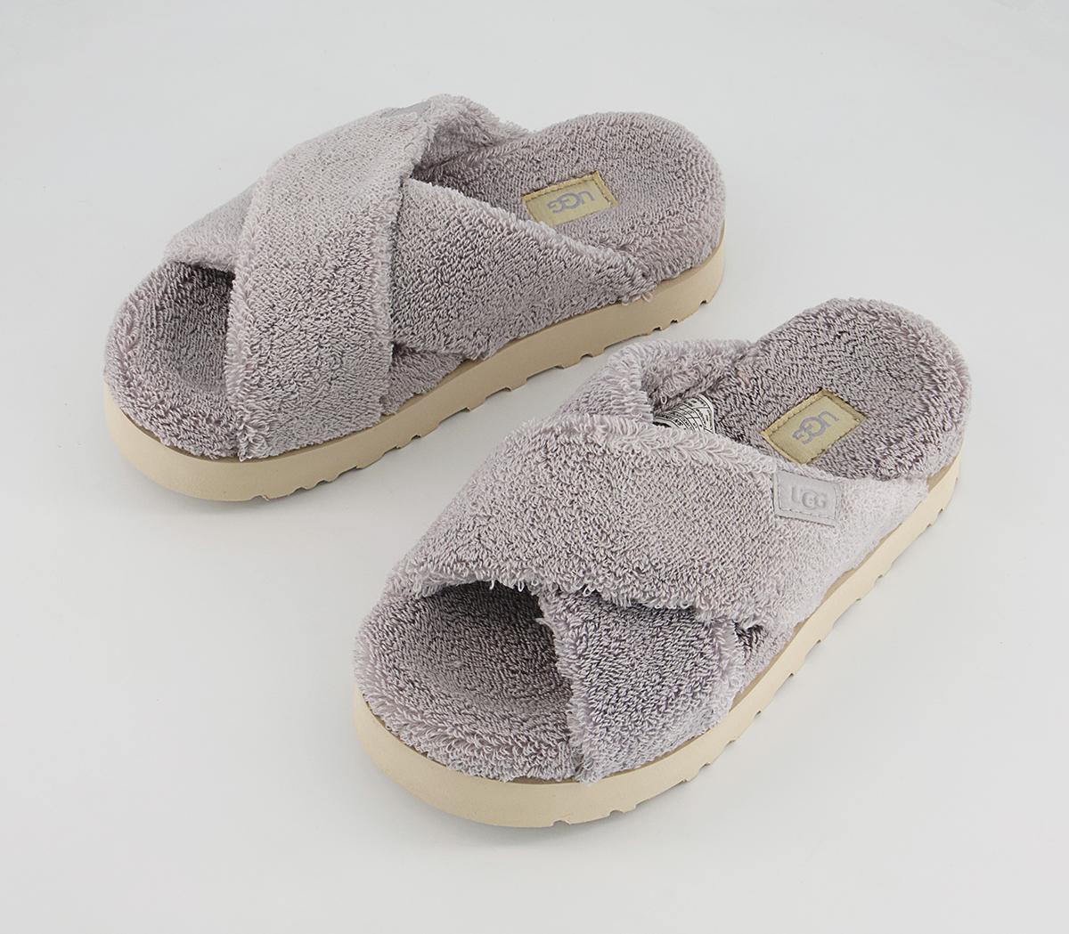 UGG Fuzz Sugar Terry Cross Slides UGG Fuzz Sugar Terry Cross Slides Metal Grey