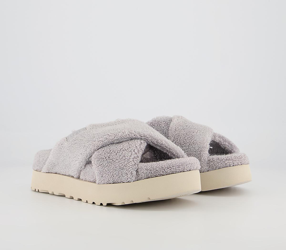 UGG Fuzz Sugar Terry Cross Slides UGG Fuzz Sugar Terry Cross Slides Metal Grey