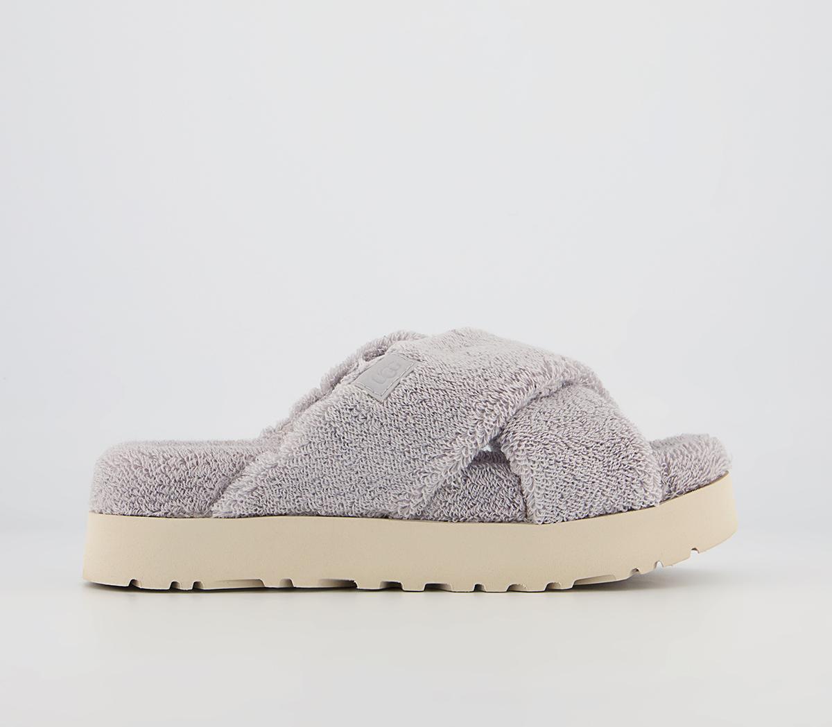 UGGFuzz Sugar Terry Cross Slides UGGFuzz Sugar Terry Cross SlidesMetal Grey