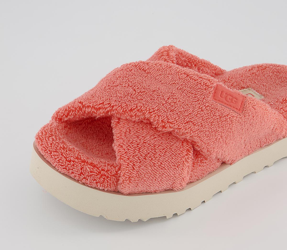 UGG Fuzz Sugar Terry Cross Slides UGG Fuzz Sugar Terry Cross Slides Peach Bliss