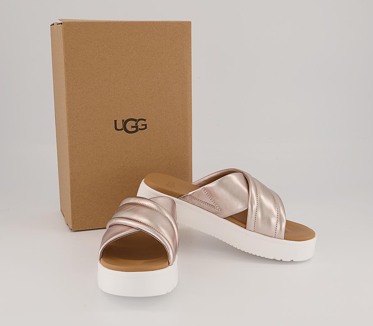 UGG Zayne Crossband Slides UGG Zayne Crossband Slides Rose Gold Metallic