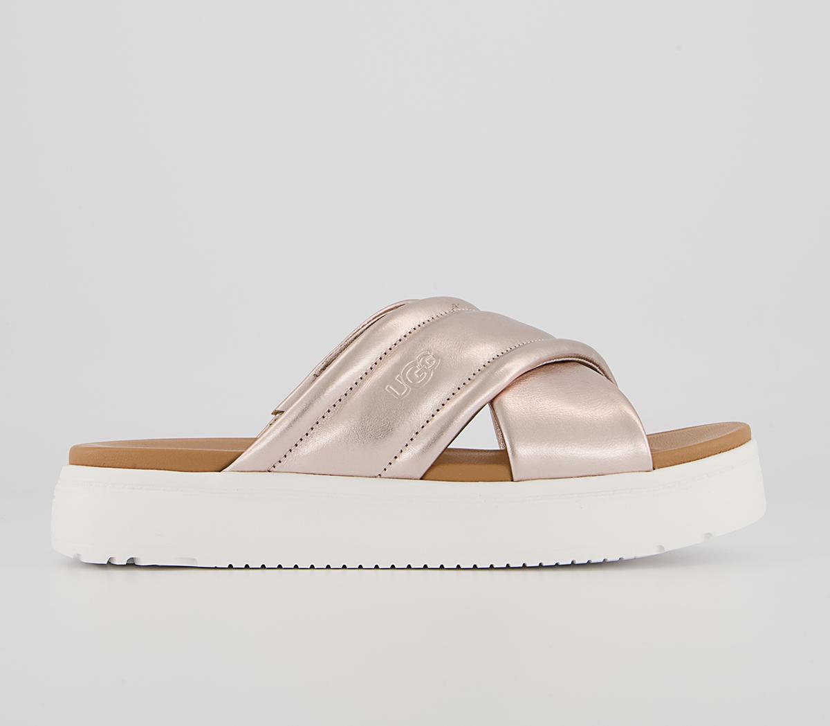 UGG Zayne Crossband Slides Rose Gold Metallic - Women’s Sandals