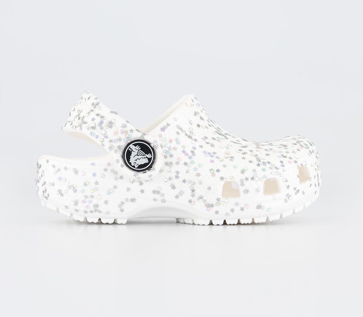CrocsClassic Toddler Clogs Starry Glitter White