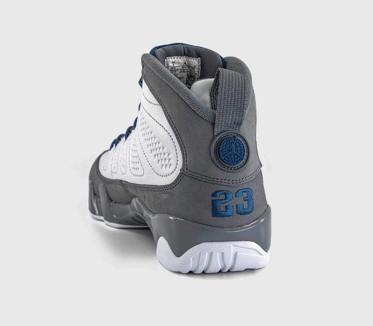 JordanAir Jordan 9 TrainersWhite French Blue Flint Grey