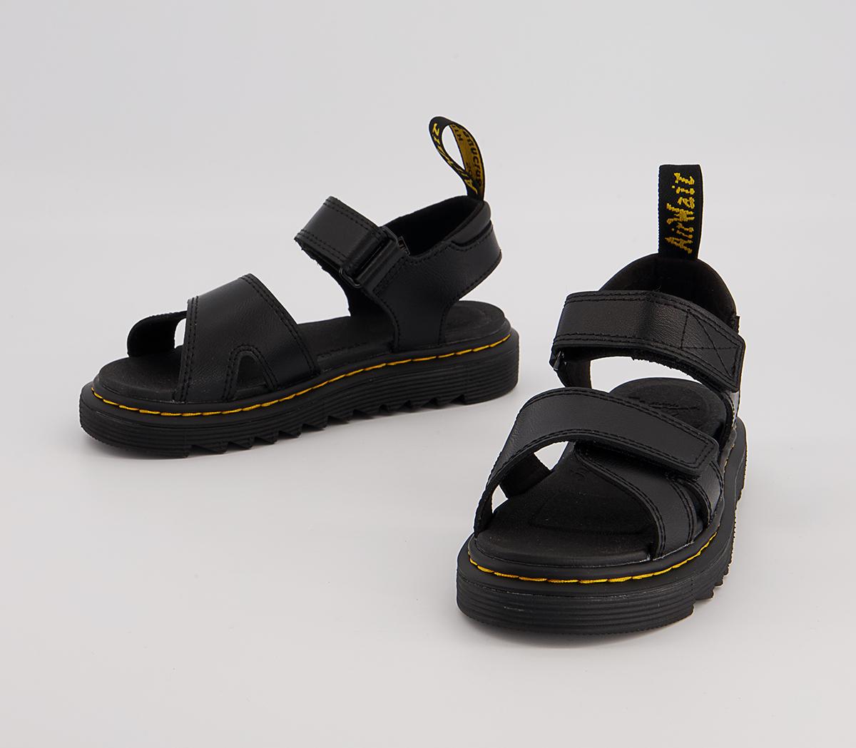 Dr. Martens Vossie Kids Sandals Black - Youth Trainers & Shoes