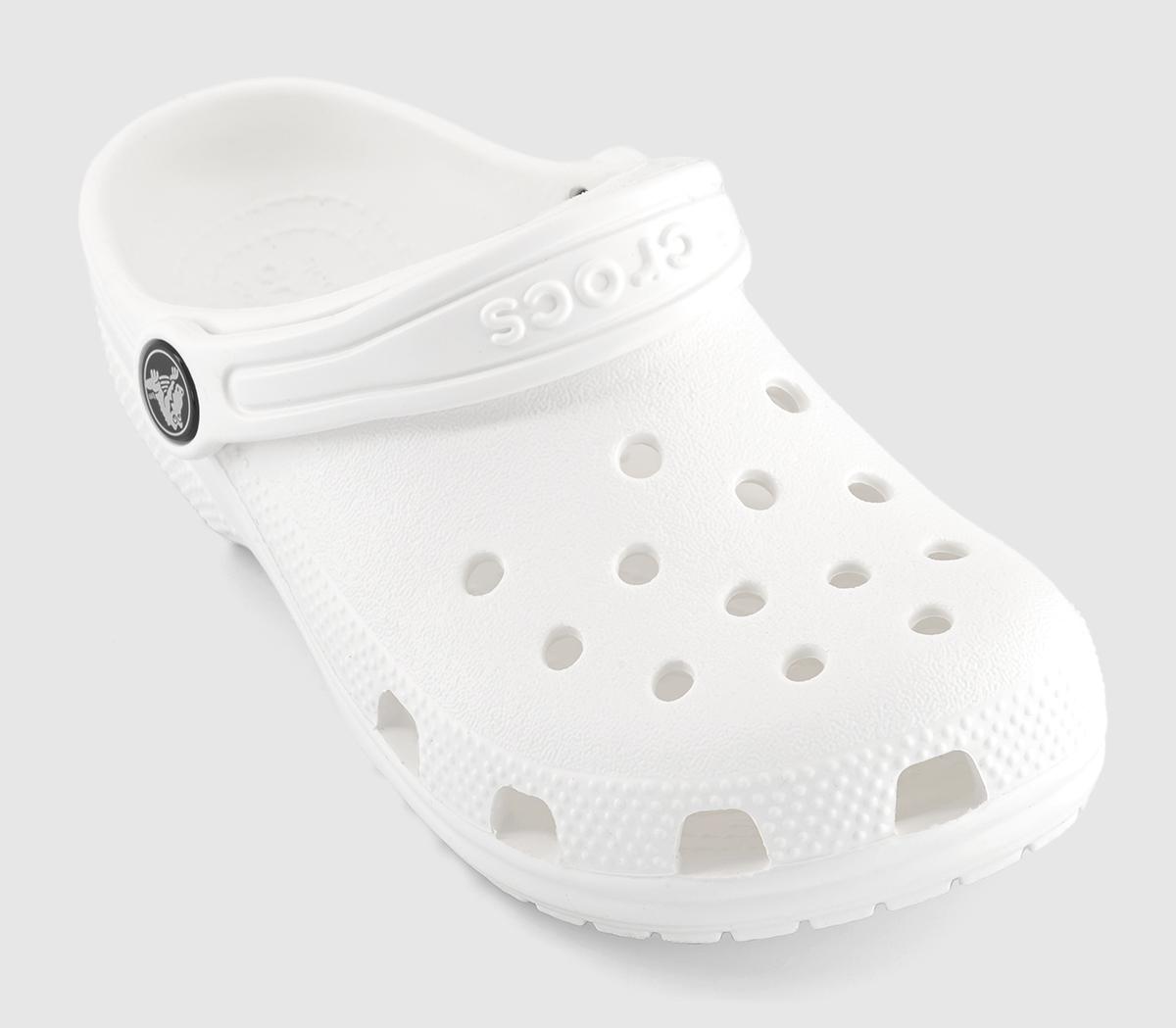 Crocs Classic Kids Clogs White - Youth Trainers & Shoes
