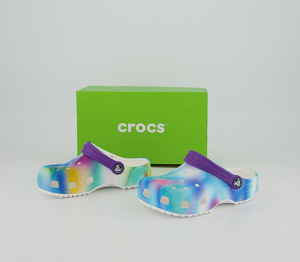 Crocs Classic Kids Clogs Crocs Classic Kids Clogs Solarized White Multi