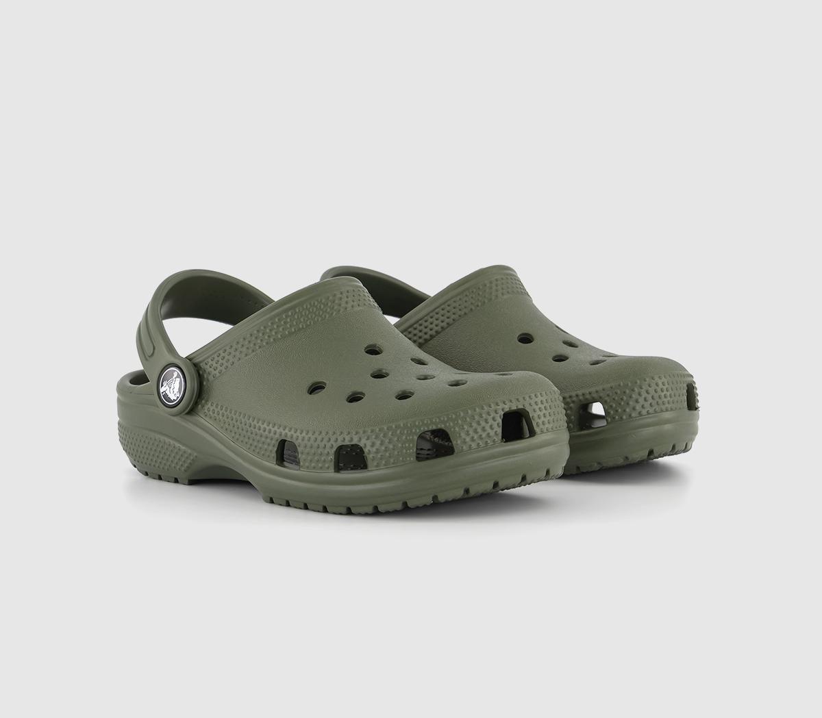 Crocs Classic Kids Clogs Army Green, 12 Youth