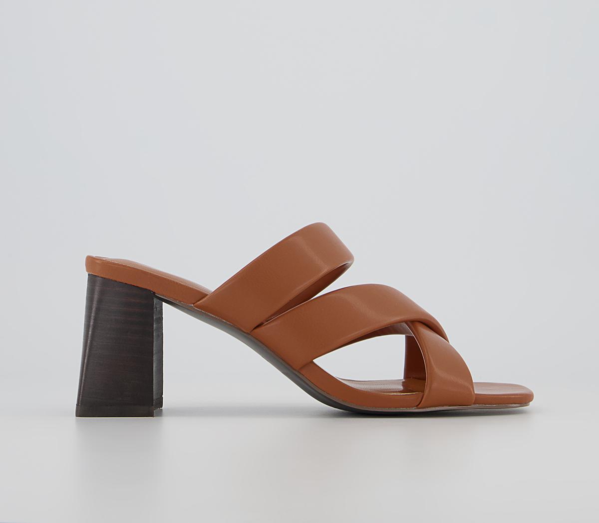 OfficeHailing Padded Strap Block Heels OfficeHailing Padded Strap Block HeelsTan