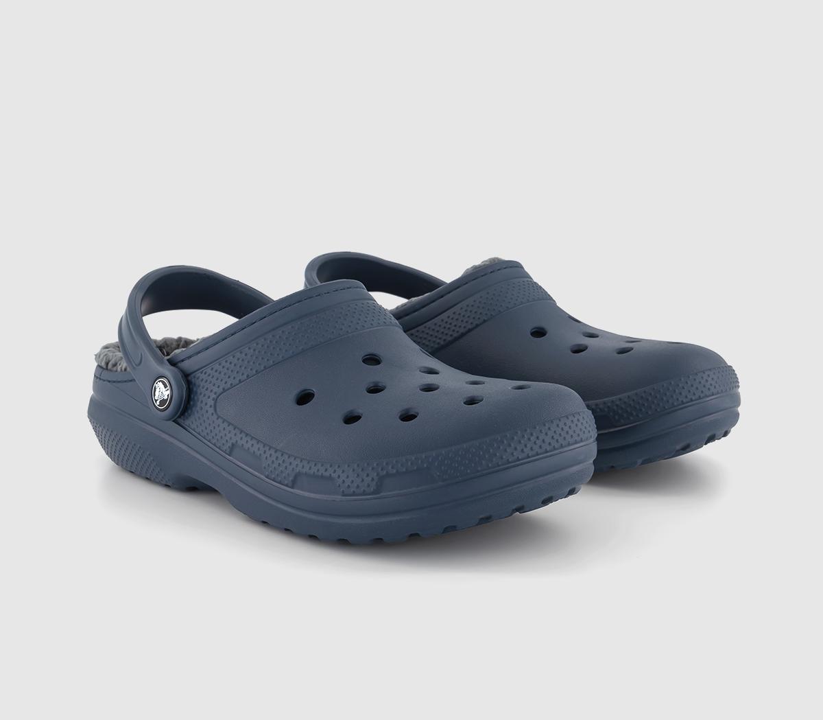 Crocs Mens Classic Lined Clogs M Navy Charcoal In Blue, 10